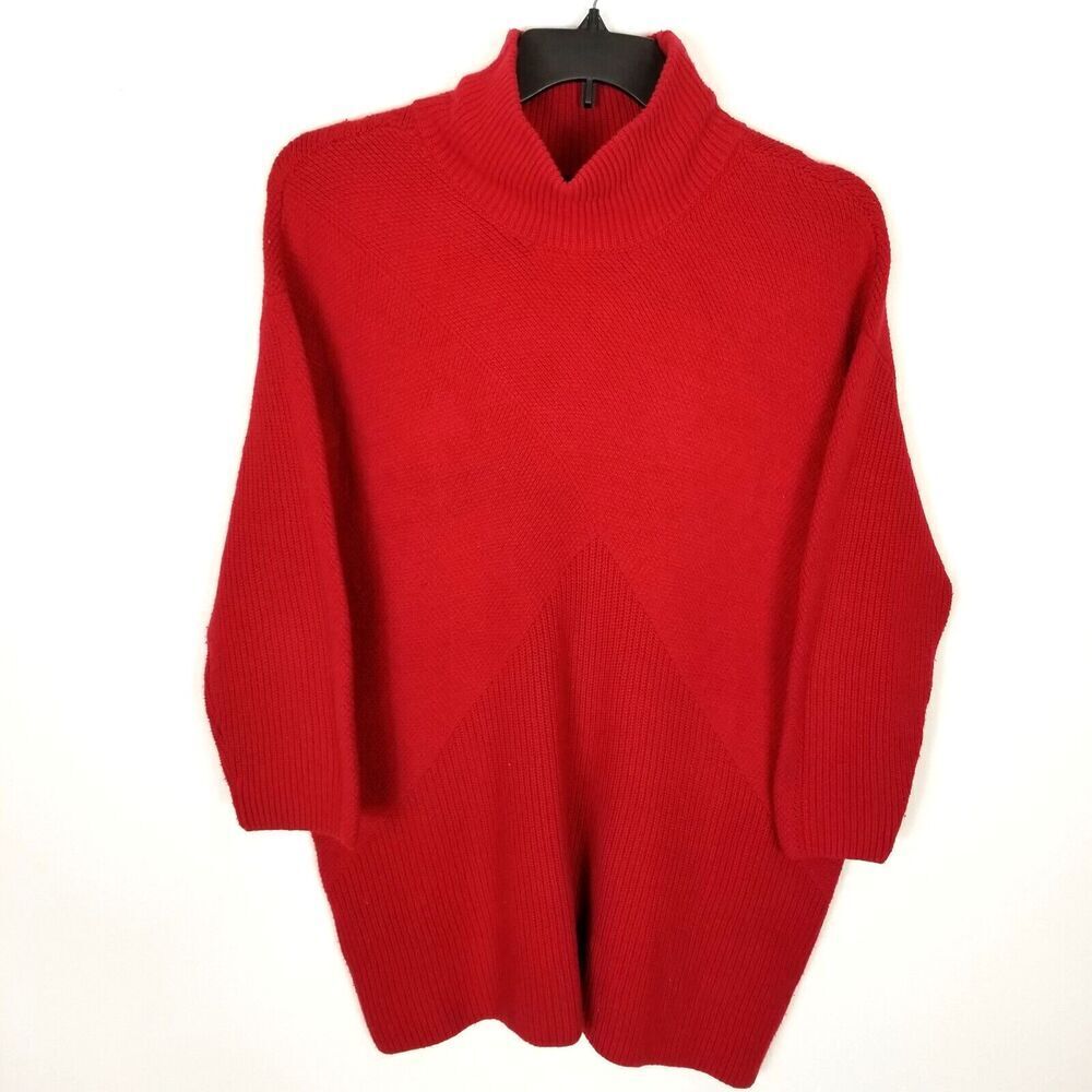 Talbots Women's Plus Turtleneck Sweater Sz 2X Red Mixedโ Direction Wool Blend